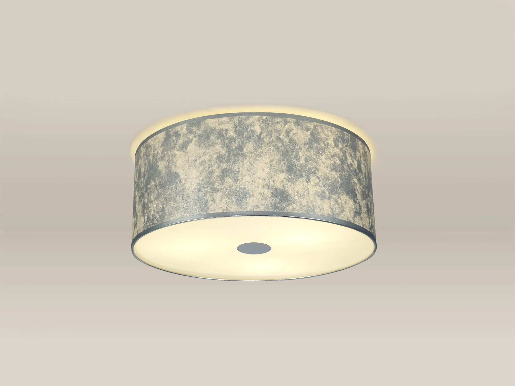 Baymont 50cm Flush 5 Light Silver Leaf, Frosted Diffuser DK0648  Deco Baymont WH SL